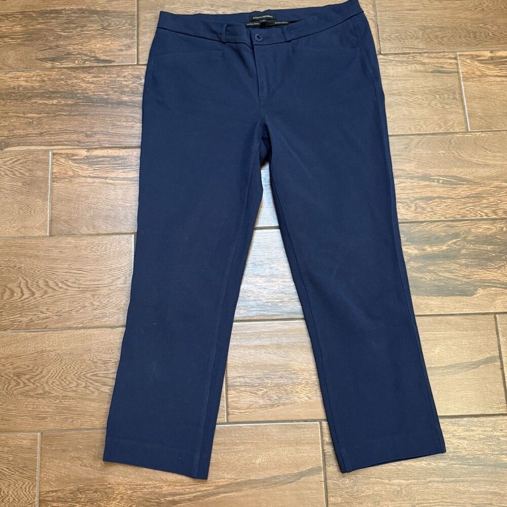Banana Republic Pants Womens 10 Navy Blue Cotton Stretch Mid Rise Straight Leg